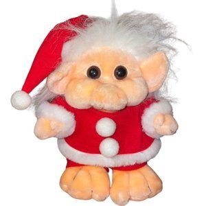 Vintage Red and White Santa Troll Stuffed Animal
